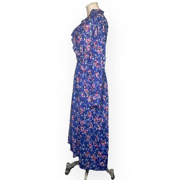 ISABEL MARANT ETOILE Maelys Wrap Midi Dress Floral Blue Ruffle Tapestry Wedding - Picture 8 of 12